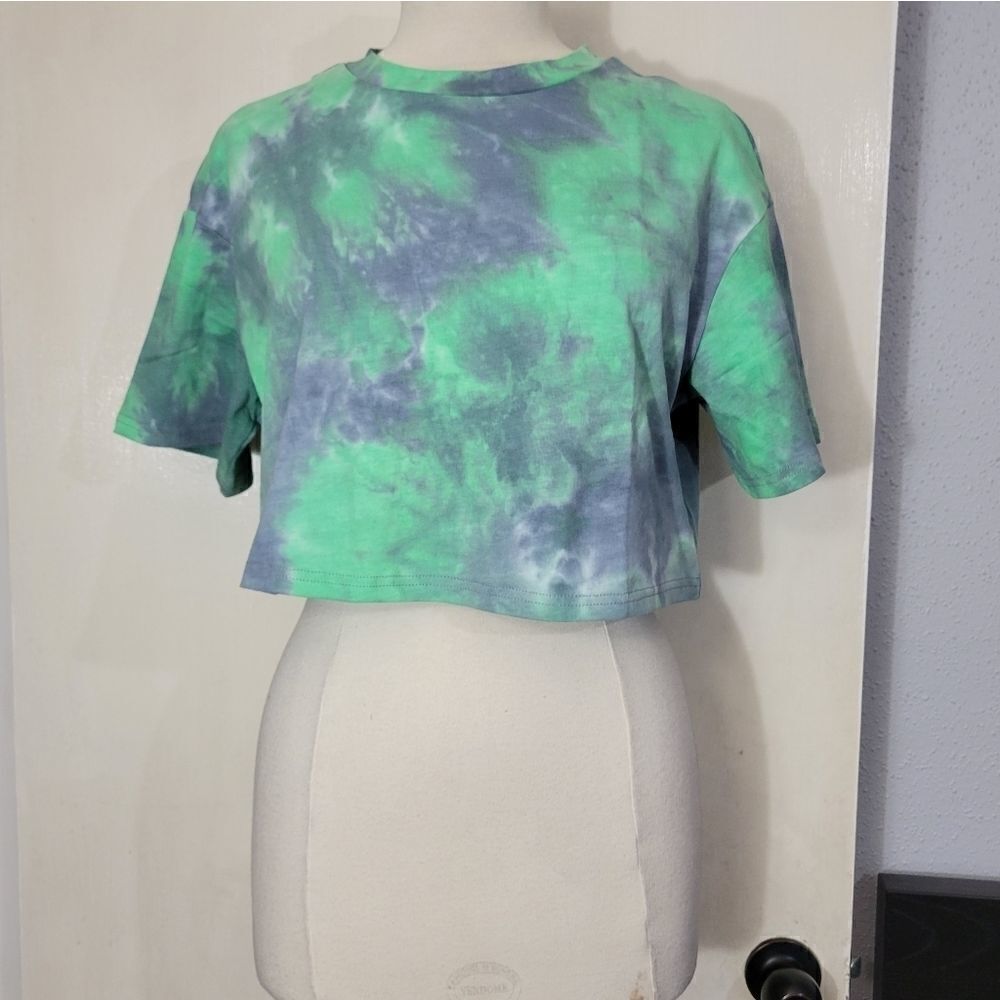 Shein tie Dye crop  top Sz Large green